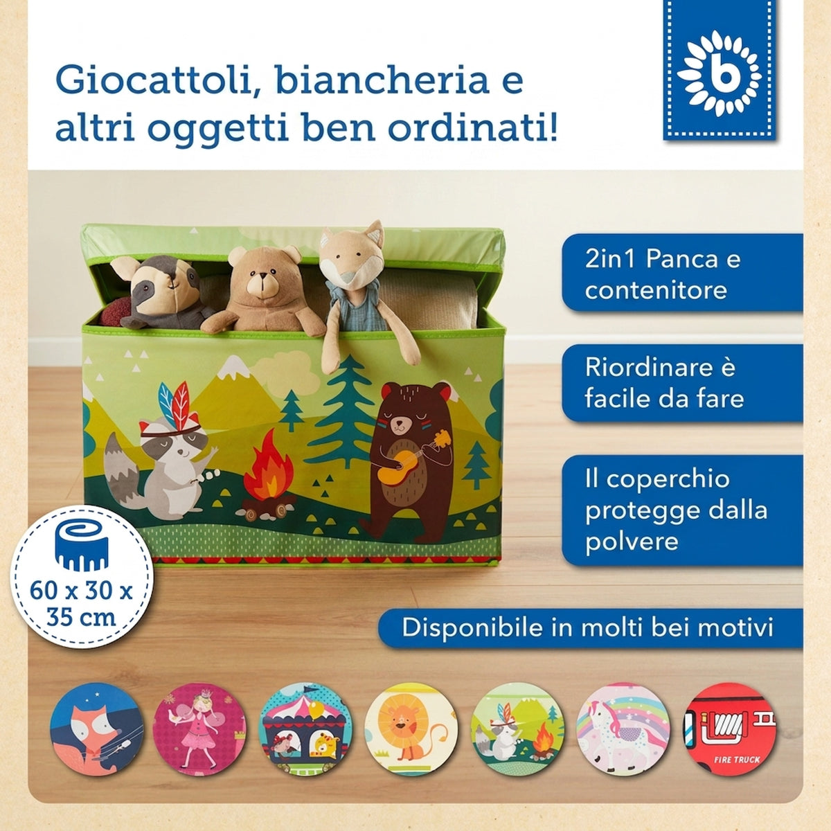 2in1 Staubox & Sitzbank Waldtiere - IT Infographic