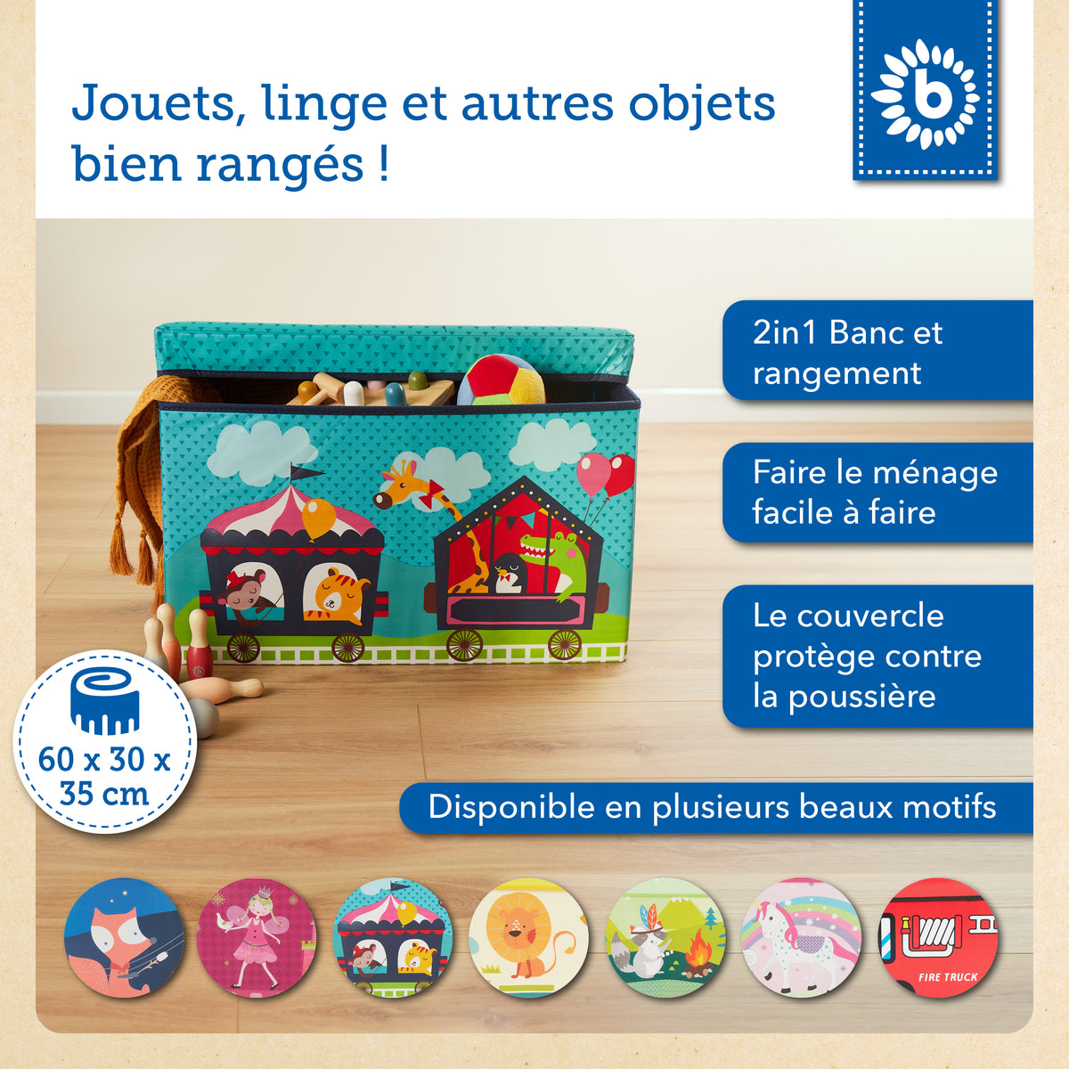 2in1 Staubox & Sitzbank Zirkus - FR Infographic