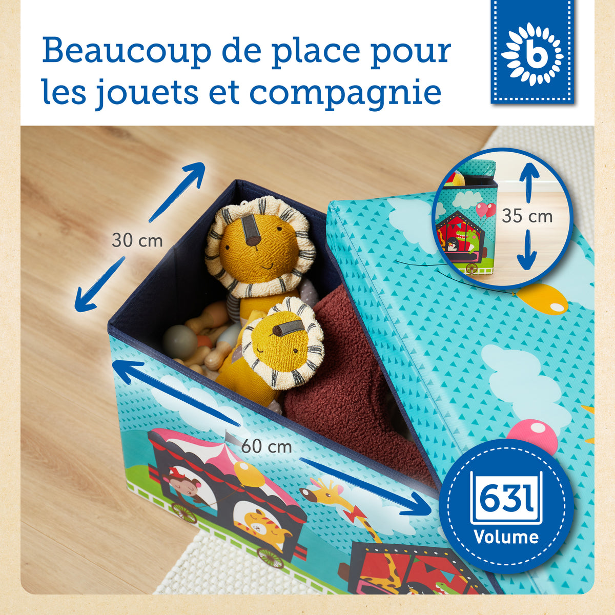 2in1 Staubox & Sitzbank Zirkus - FR Infographic