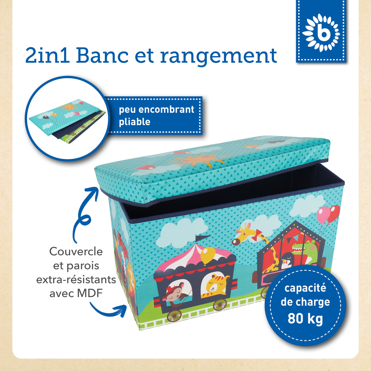 2in1 Staubox & Sitzbank Zirkus - FR Infographic