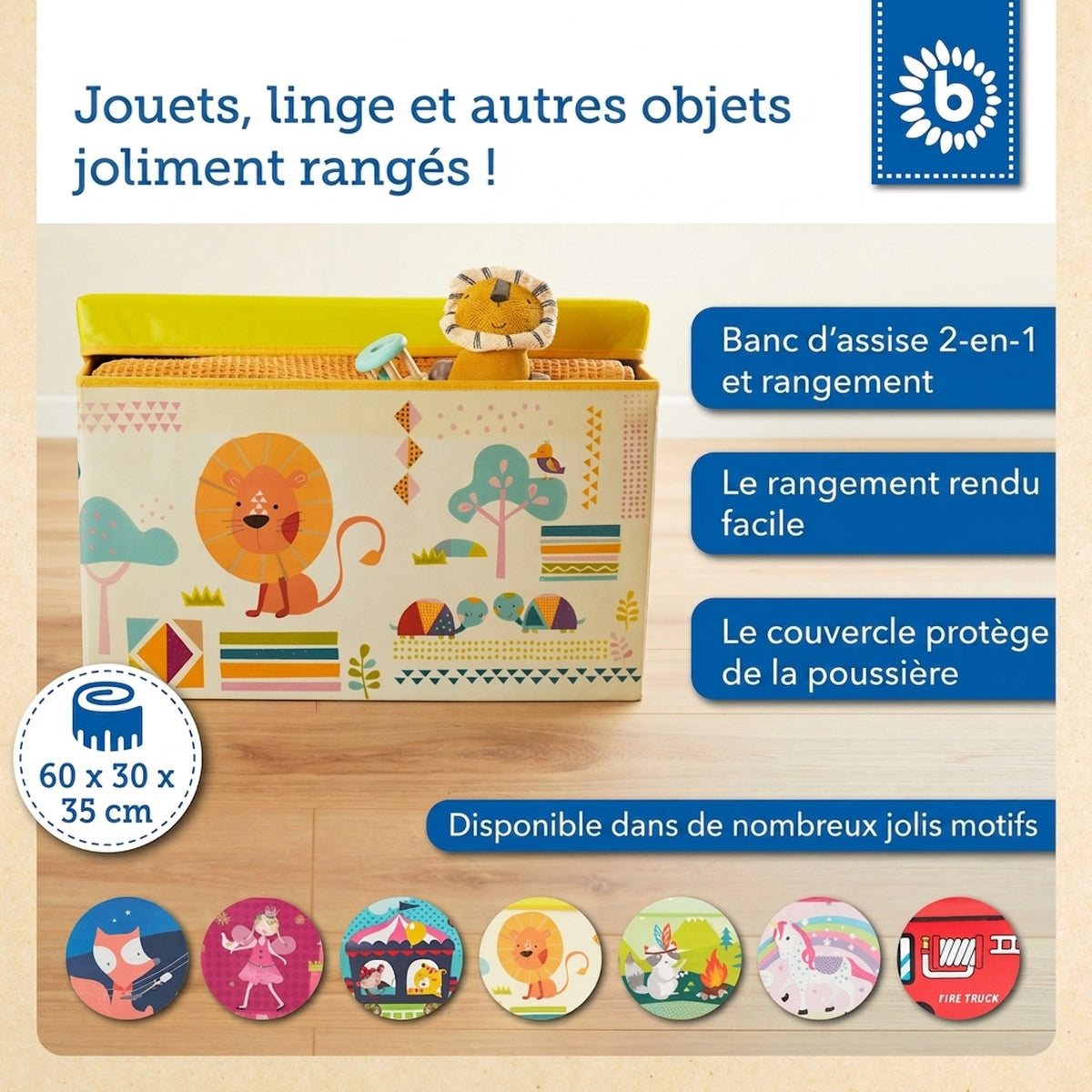 2in1 Staubox & Sitzbank Zoo - FR Infographic
