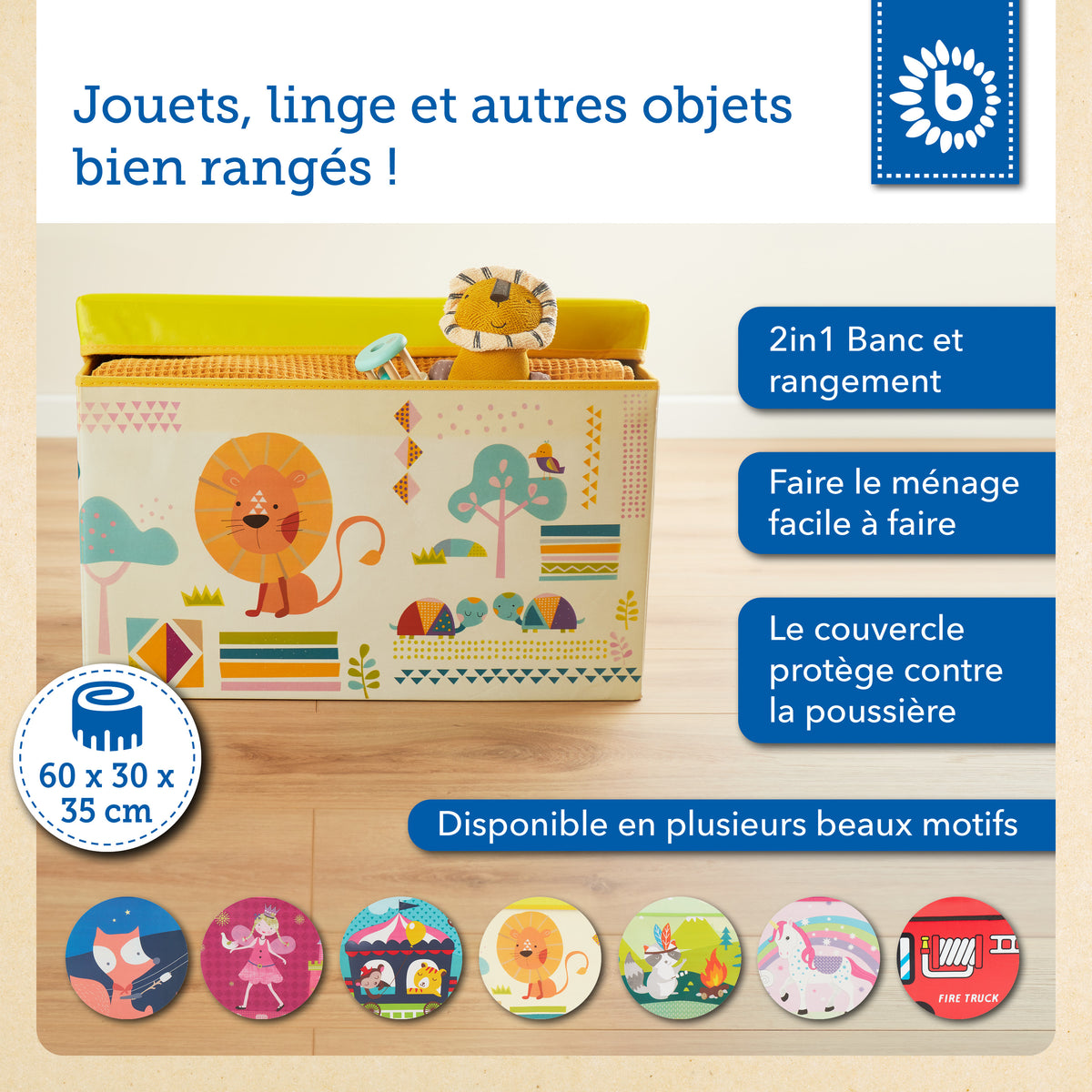 2in1 Staubox & Sitzbank Zoo - FR Infographic