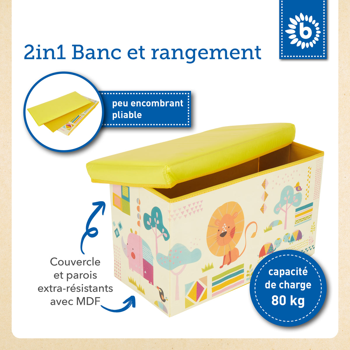 2in1 Staubox & Sitzbank Zoo - FR Infographic
