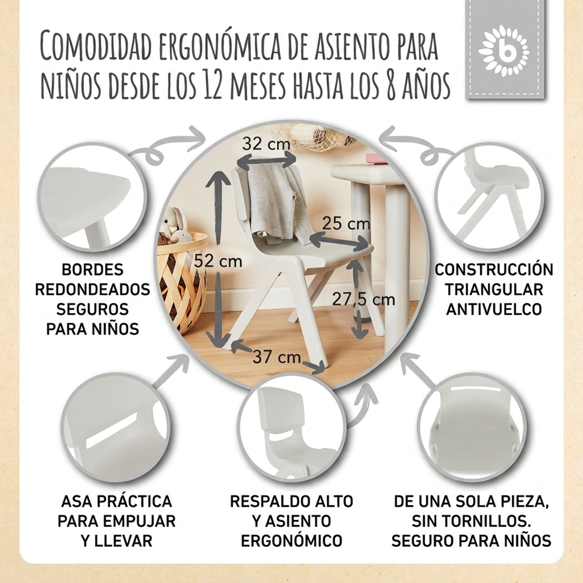2x Kindertisch Silver & 4x Kinderstuhl Silver - ES Infographic