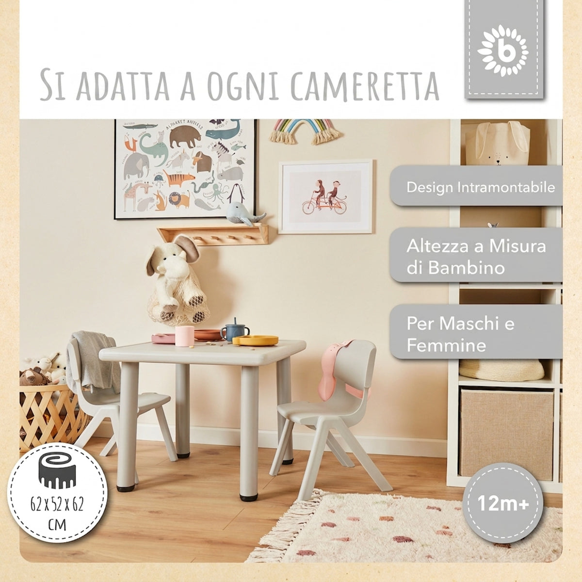 2x Kindertisch Silver & 4x Kinderstuhl Silver - IT Infographic
