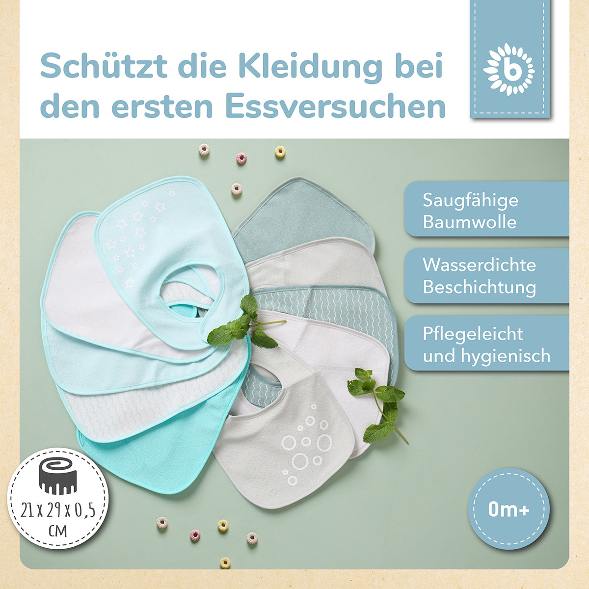 Lätzchen 10er Set teal