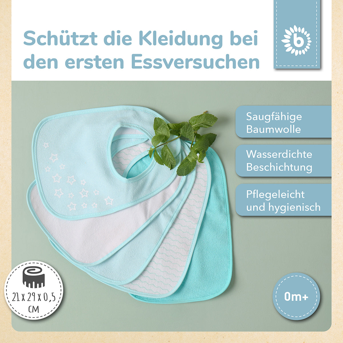 Lätzchen 5er Set teal
