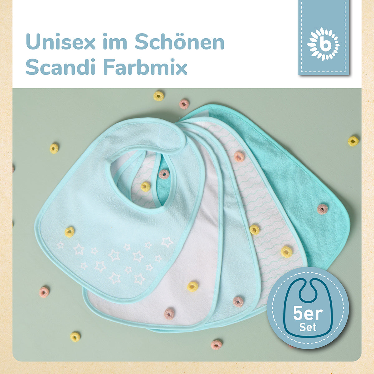 Lätzchen 5er Set teal