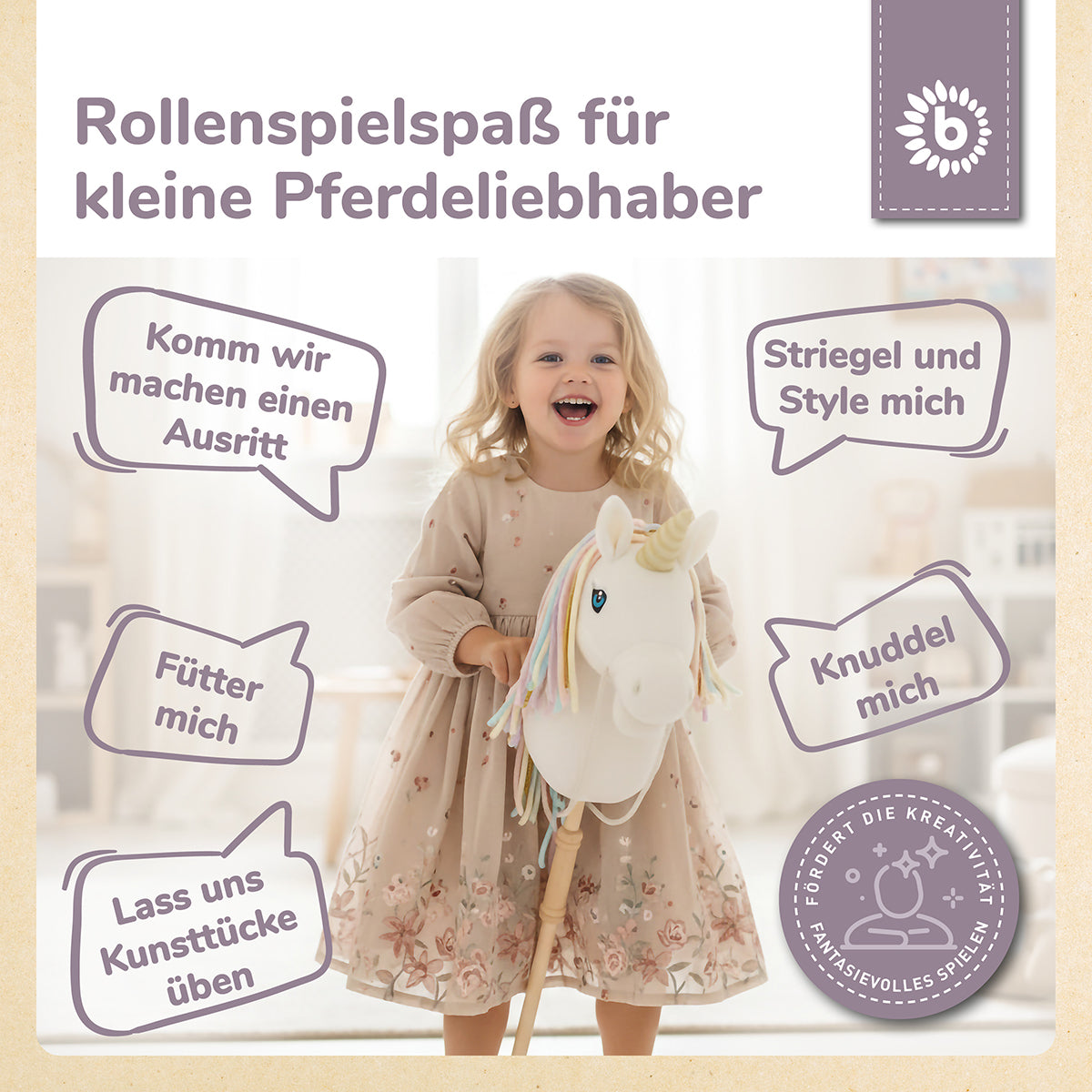 CAVALLO CON BASTONE UNICORNO RAINBOW