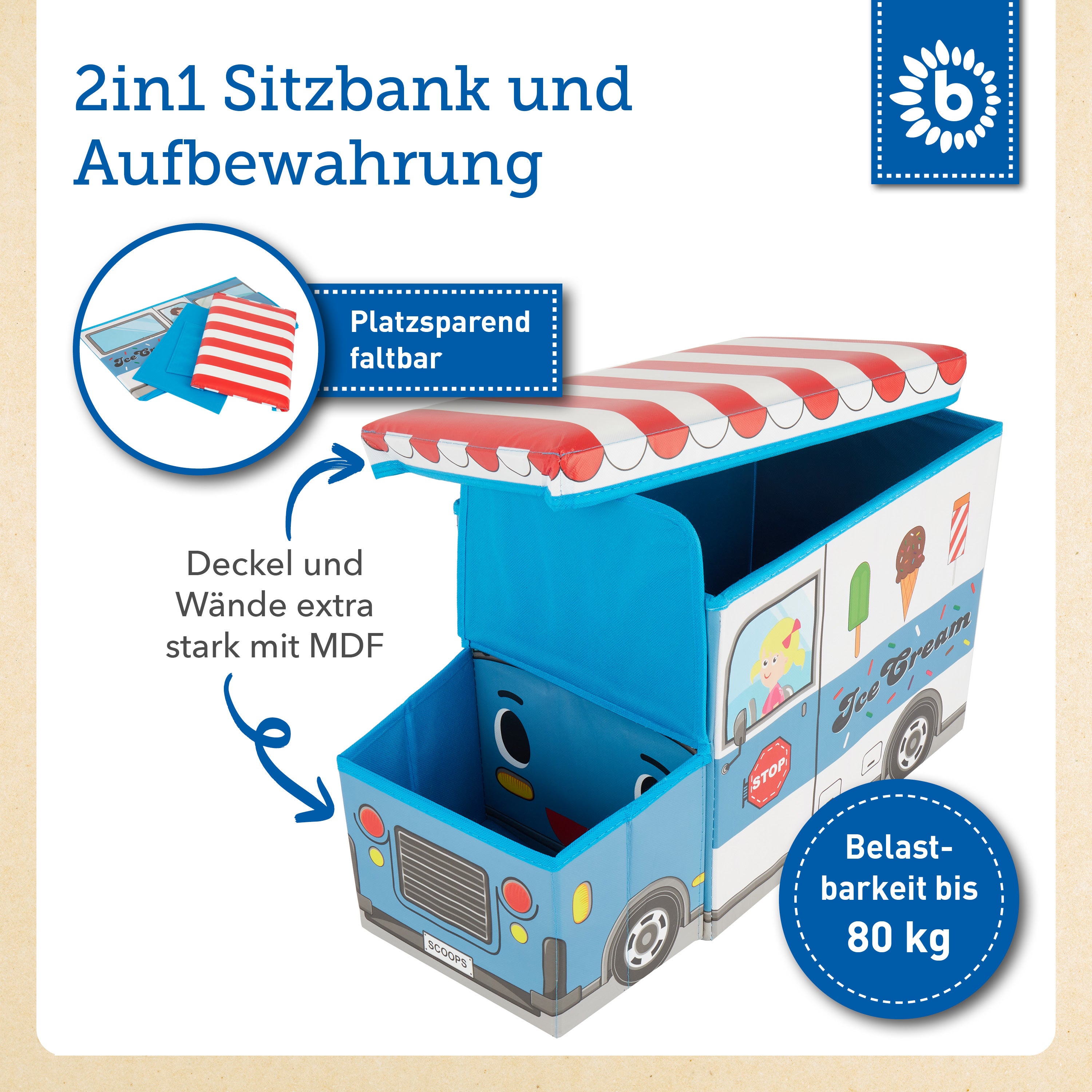 Boîte de rangement 2en1 & banc Icecream