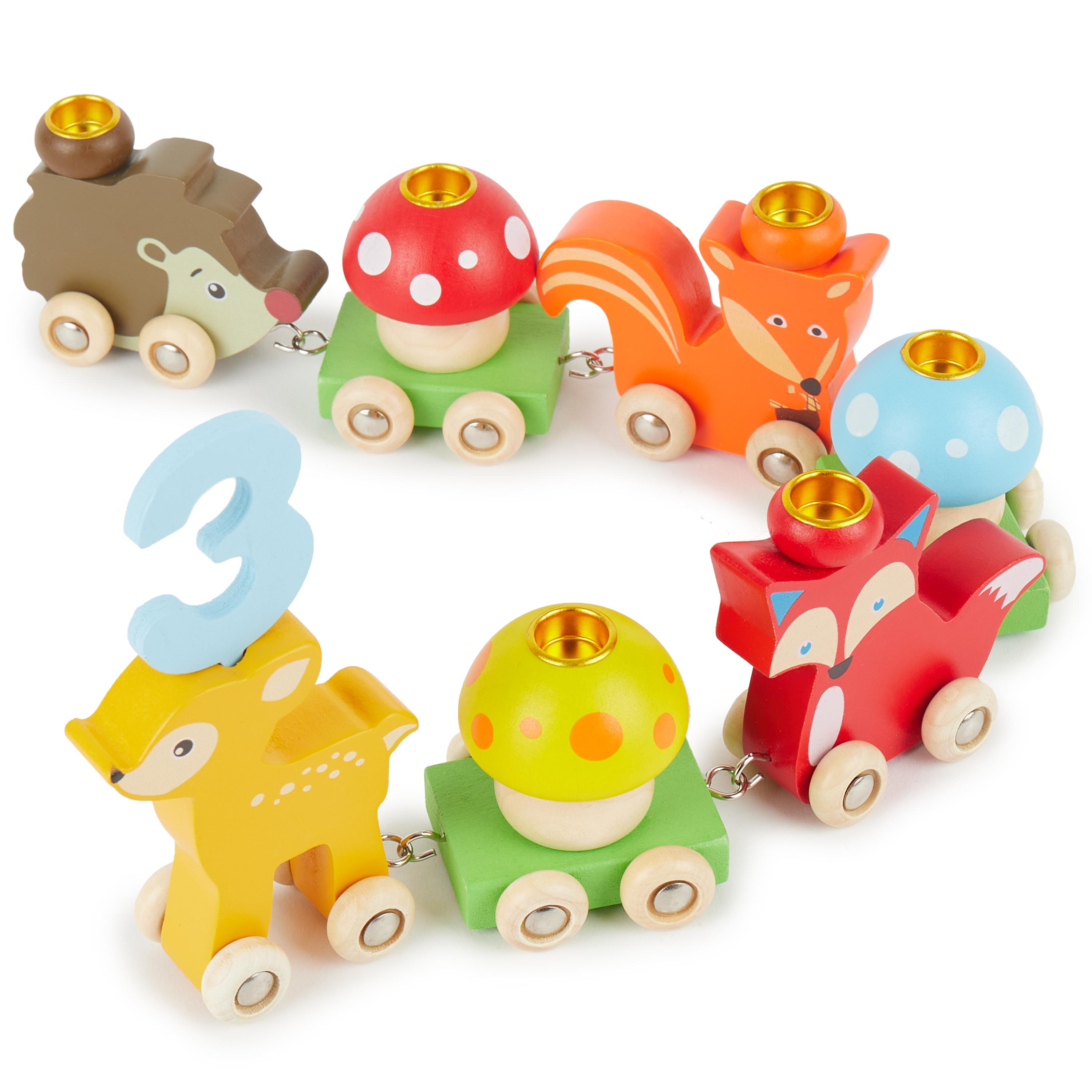 Train d'anniversaire animaux de la forêt