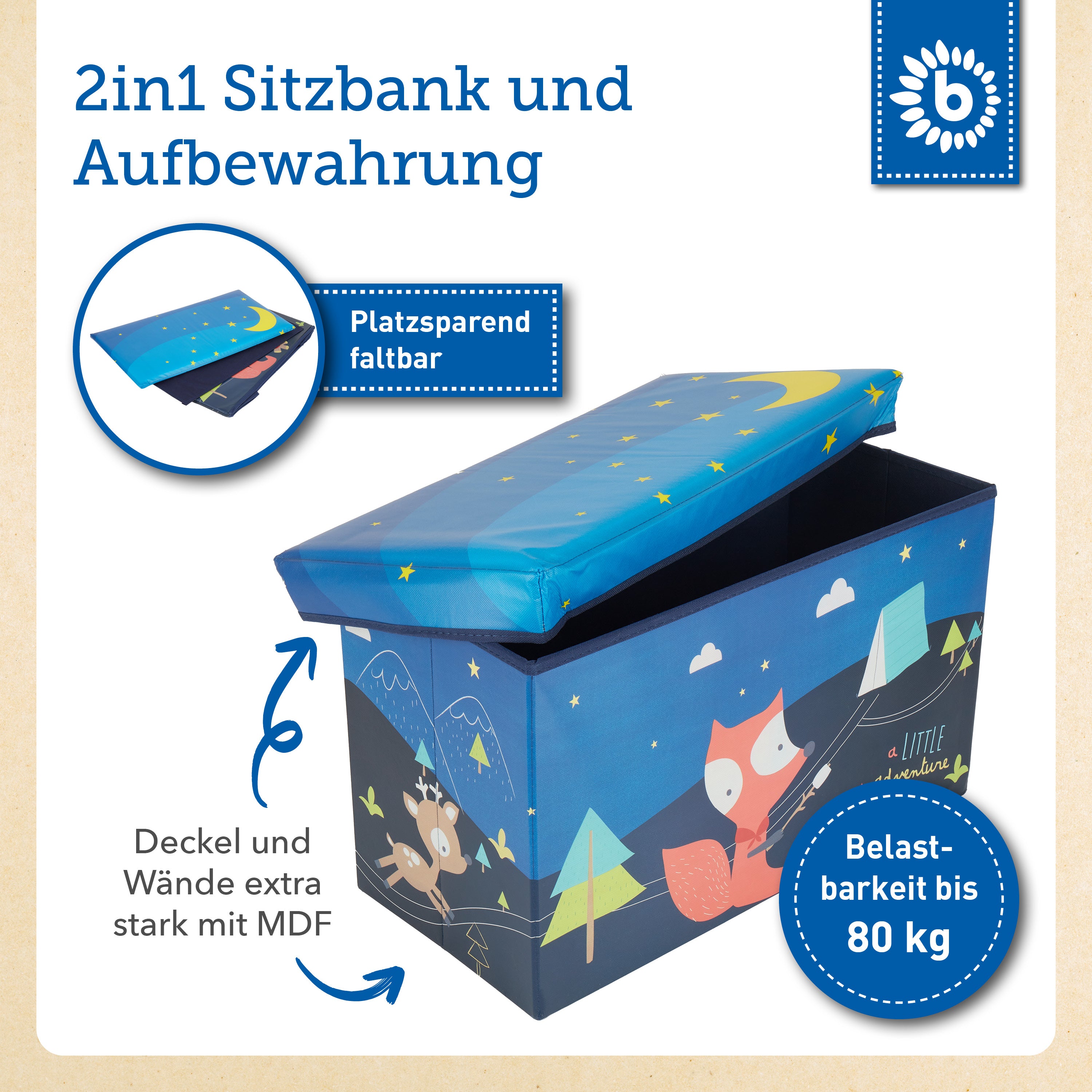 Boîte de rangement 2en1 & banc Camp d’explorateur