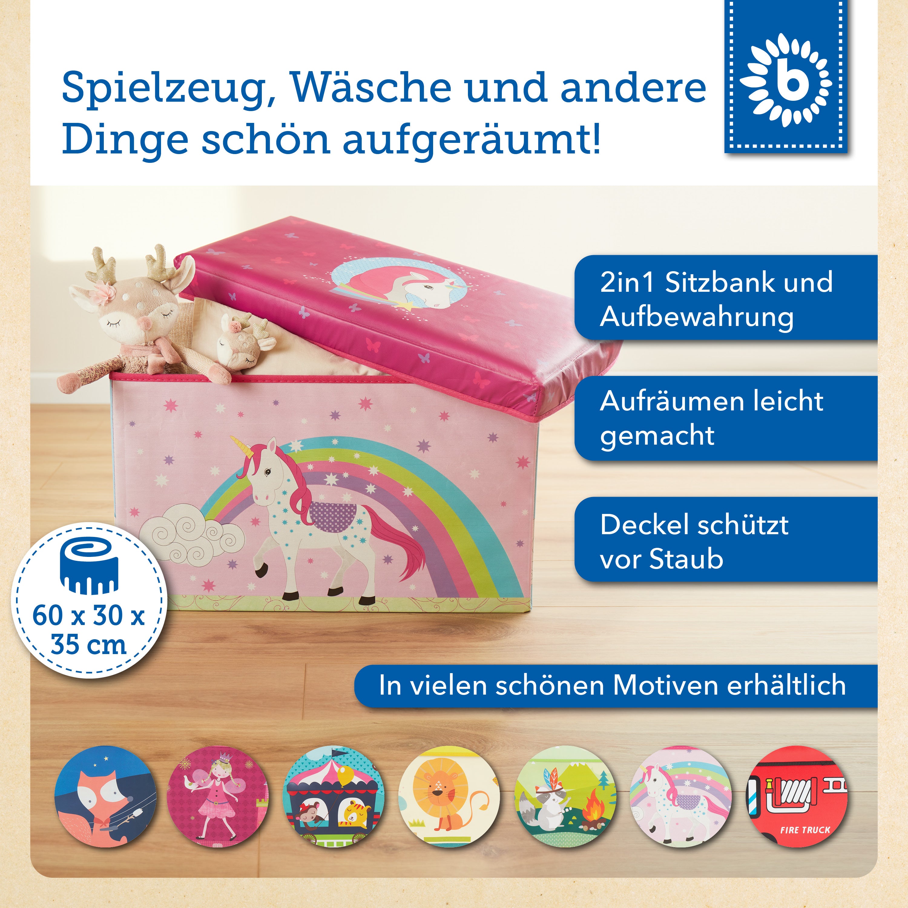 Boîte de rangement & banc 2en1 Licorne