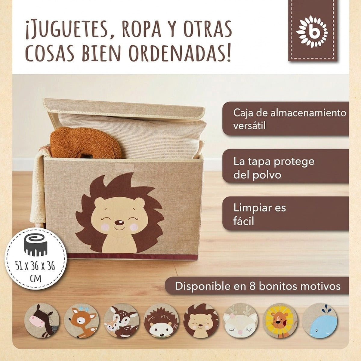 Aufbewahrungsbox Igel Piksi mit Deckel - ES Infographic