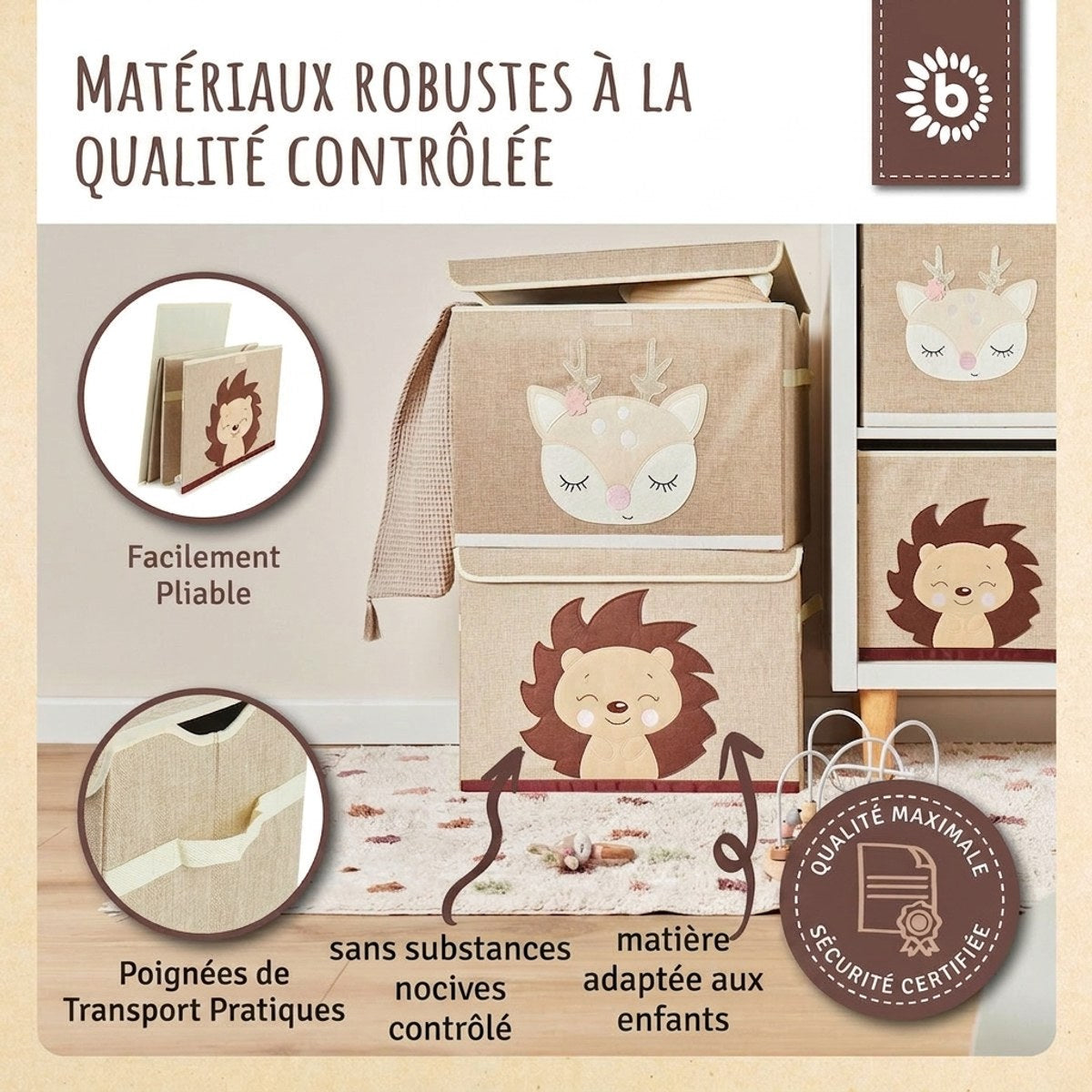 Aufbewahrungsbox Igel Piksi mit Deckel - FR Infographic