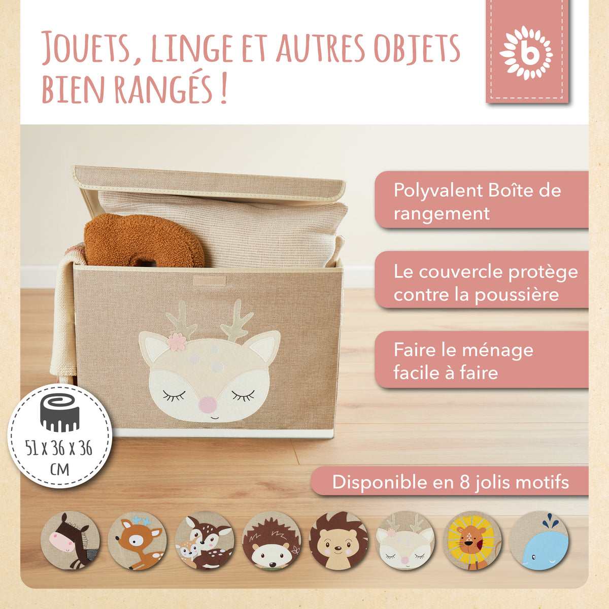 Aufbewahrungsbox Reh Ella mit Deckel - FR Infographic
