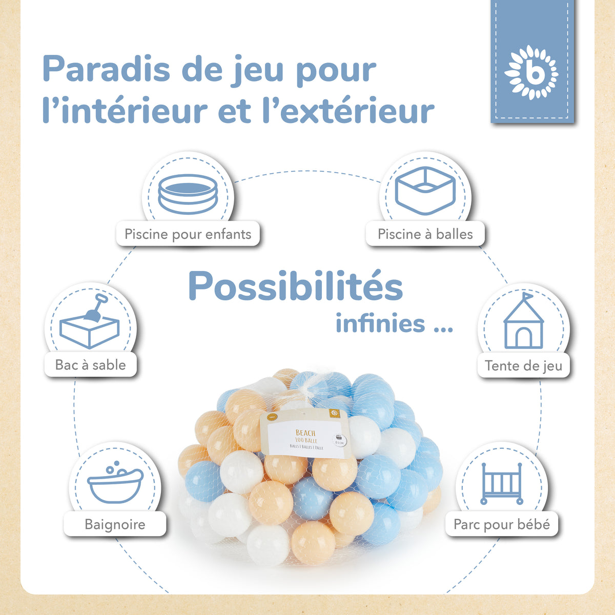 Bälle Beach 100 Stück - FR Infographic