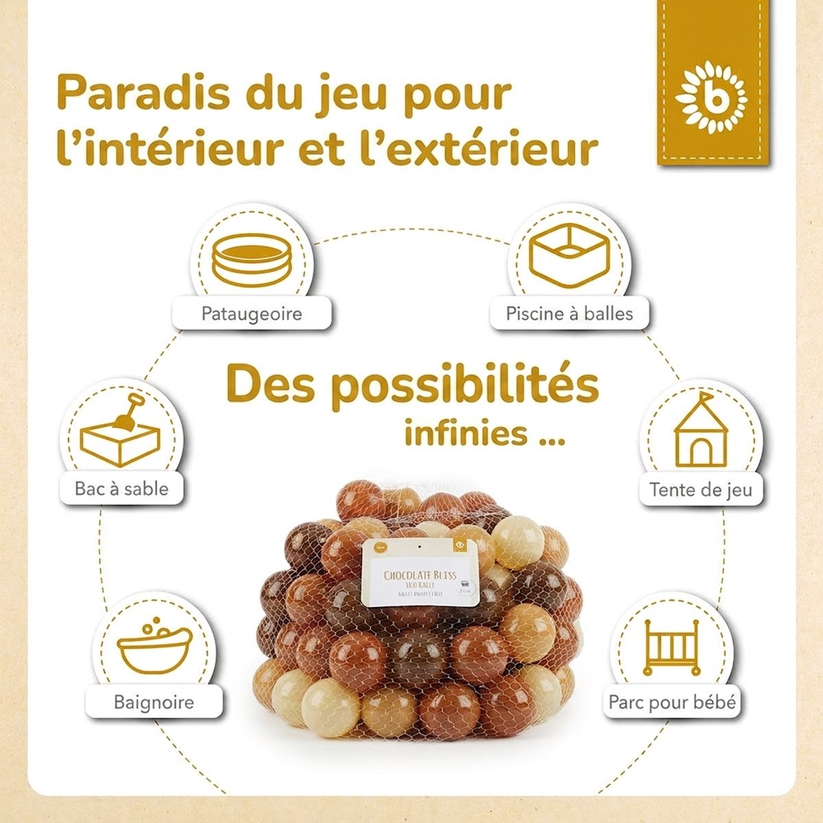 Bälle Chocolate Bliss 100 Stück - FR Infographic