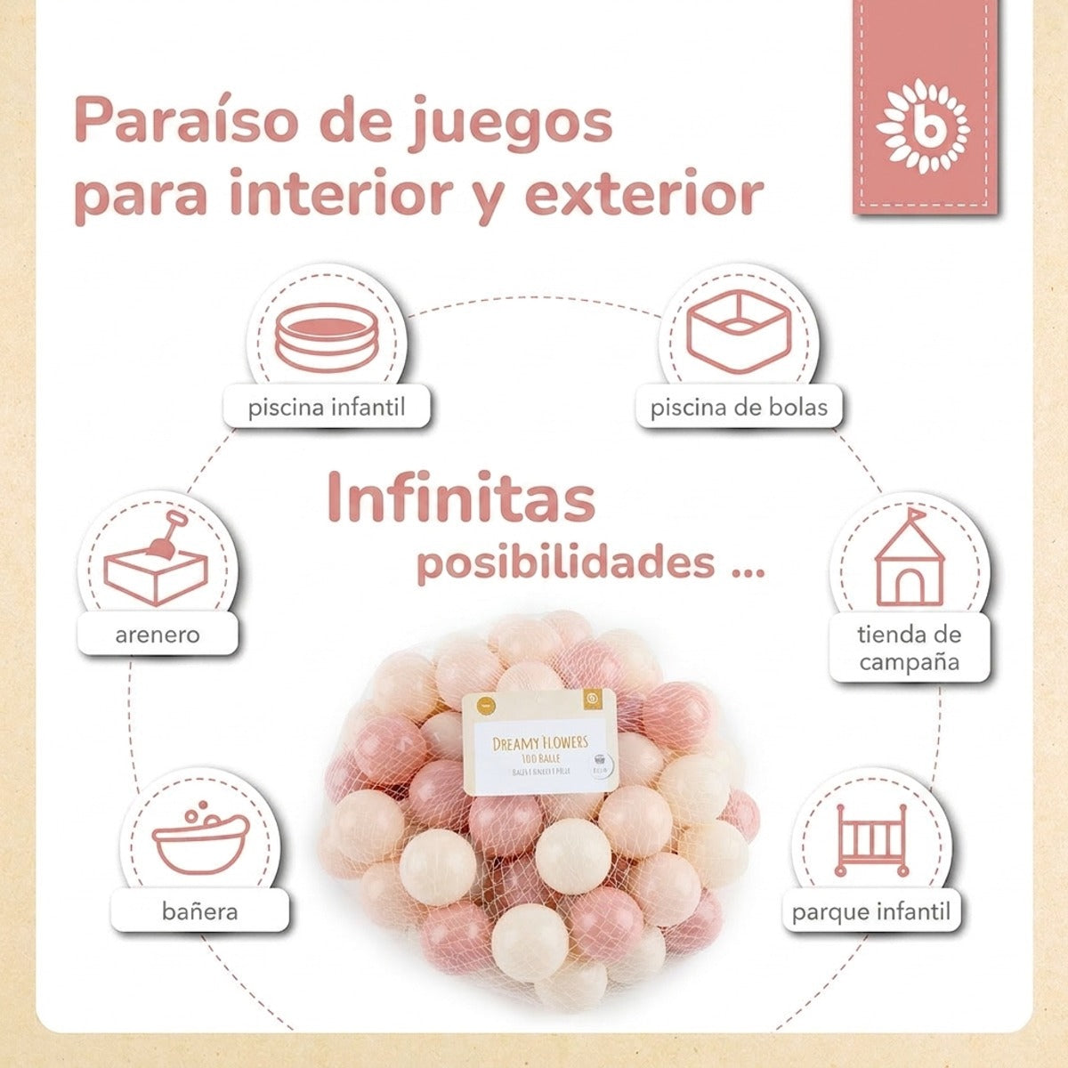 Bälle Dreamy Flowers 100 Stück - ES Infographic