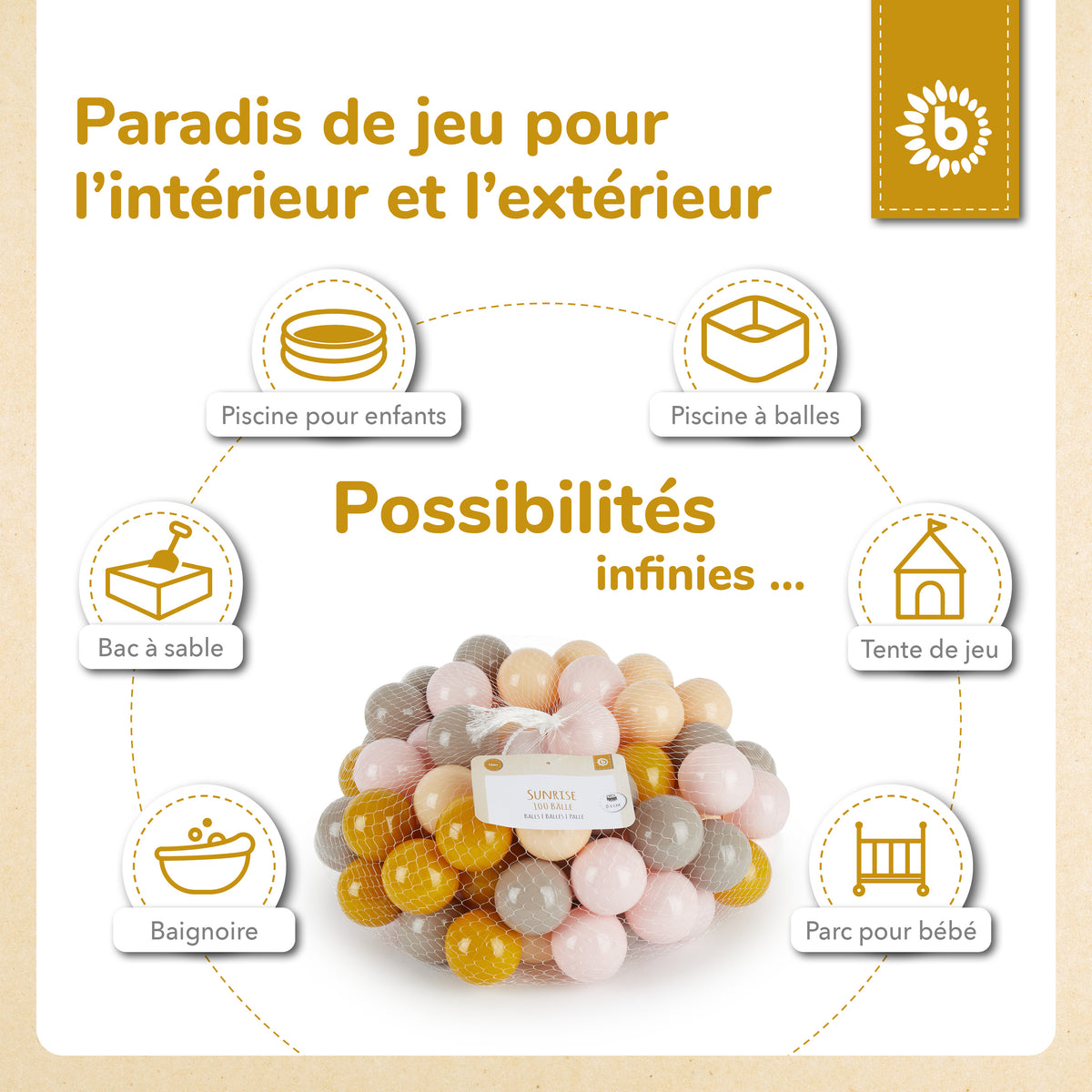 Bälle Sunrise 100 Stück - FR Infographic