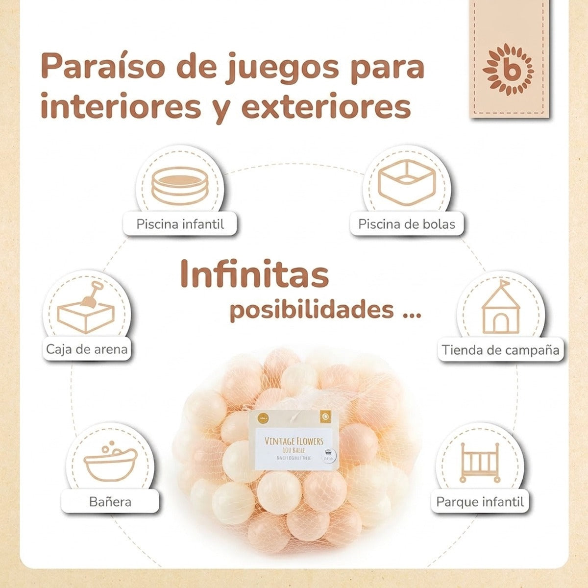 Bälle Vintage Flowers 100 Stück - ES Infographic