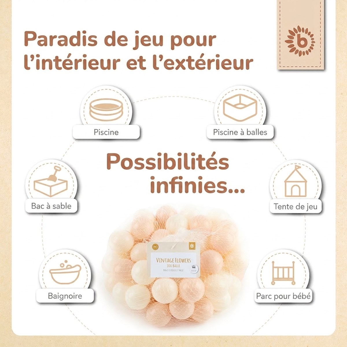 Bälle Vintage Flowers 100 Stück - FR Infographic