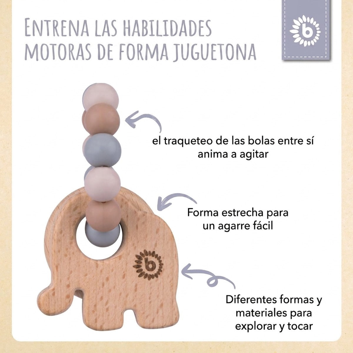 Beißring Elefant mit Silikonkette - ES Infographic