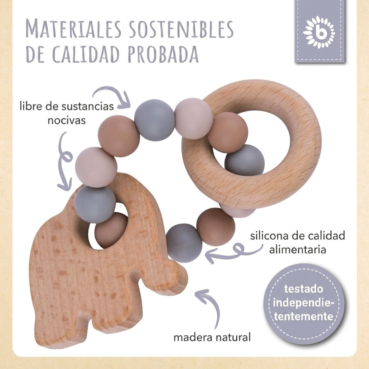Beißring Elefant mit Silikonkette - ES Infographic