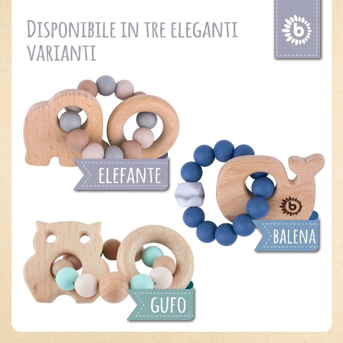 Beißring Elefant mit Silikonkette - IT Infographic