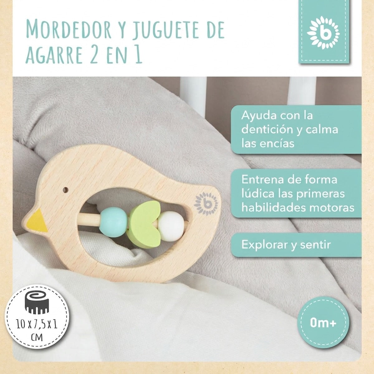 Beißring Vogel light teal - ES Infographic
