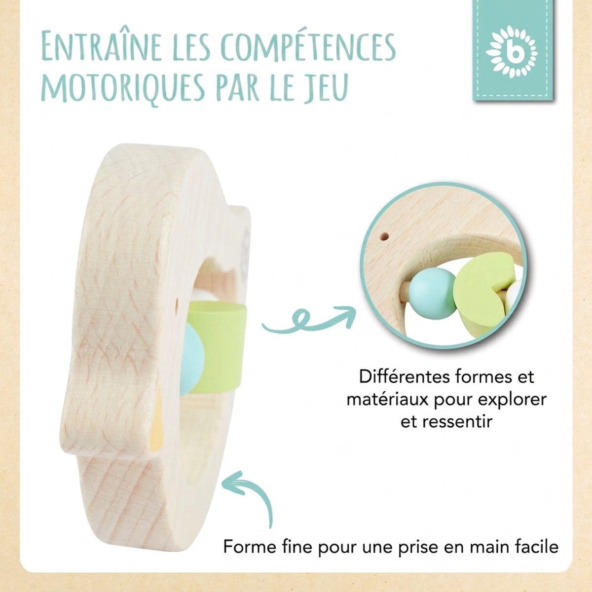 Beißring Vogel light teal - FR Infographic