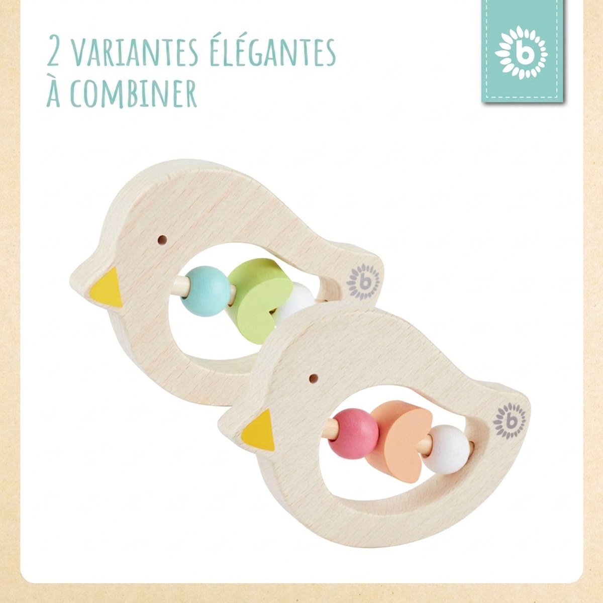 Beißring Vogel light teal - FR Infographic