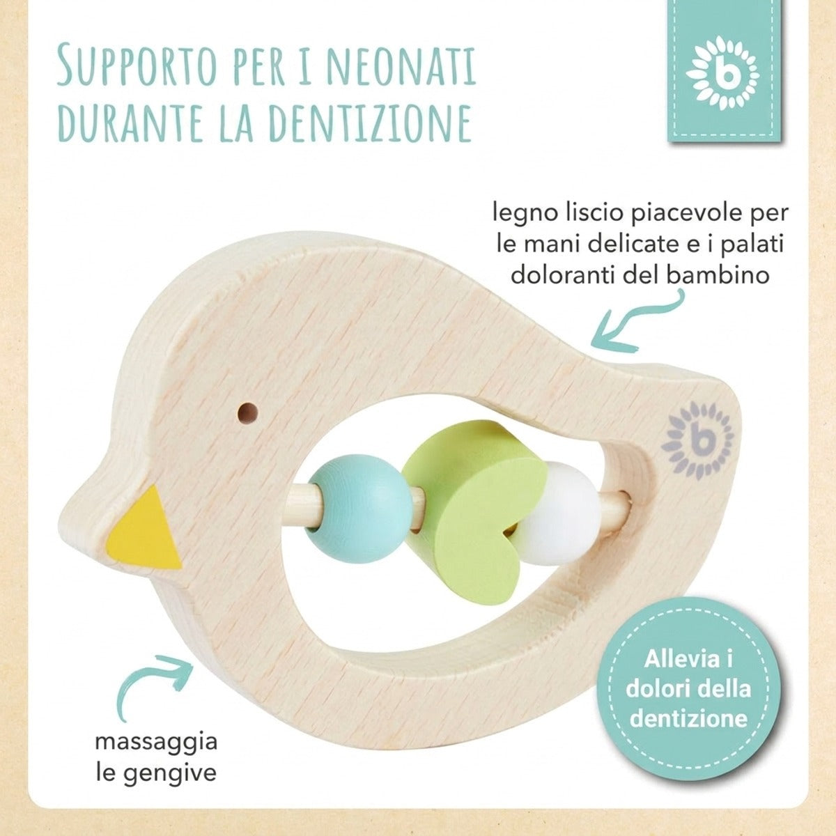 Beißring Vogel light teal - IT Infographic