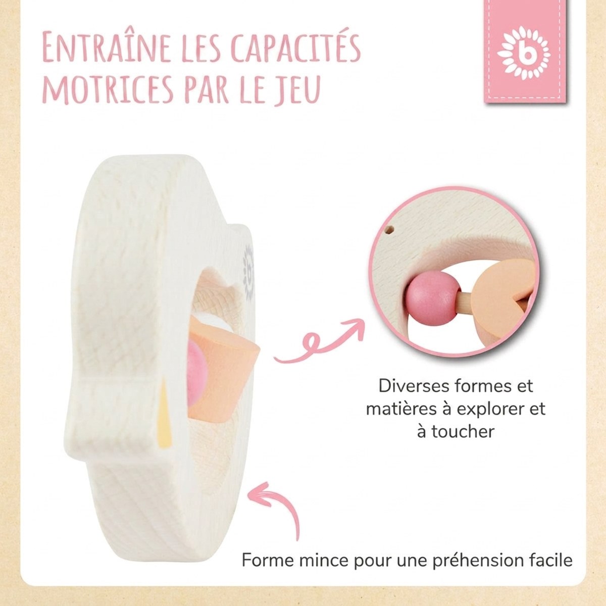 Beißring Vogel rose - FR Infographic