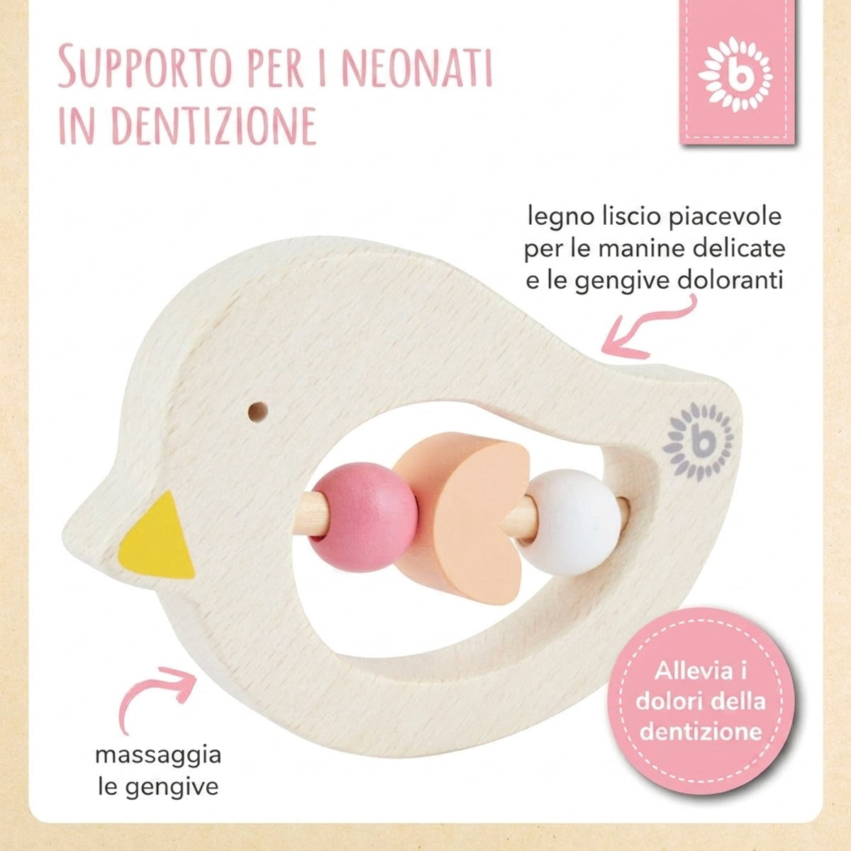 Beißring Vogel rose - IT Infographic