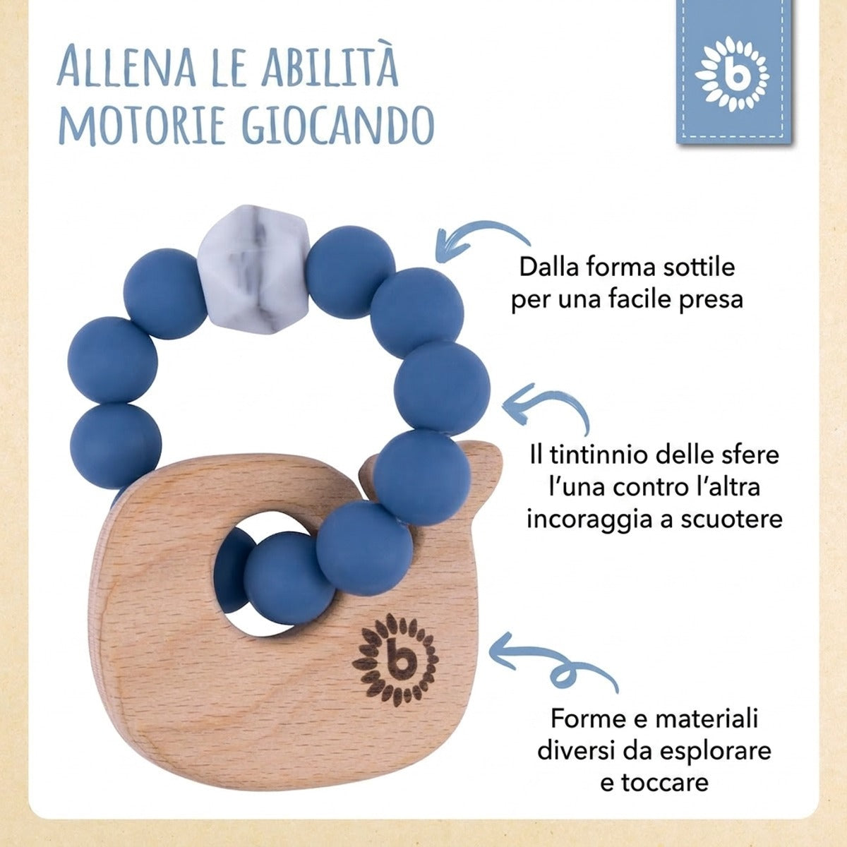 Beißring Wal mit Silikonkette - IT Infographic