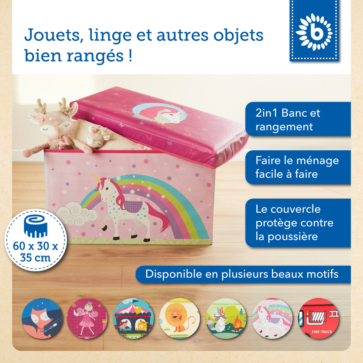 2in1 Staubox & Sitzbank Einhorn - FR Infographic