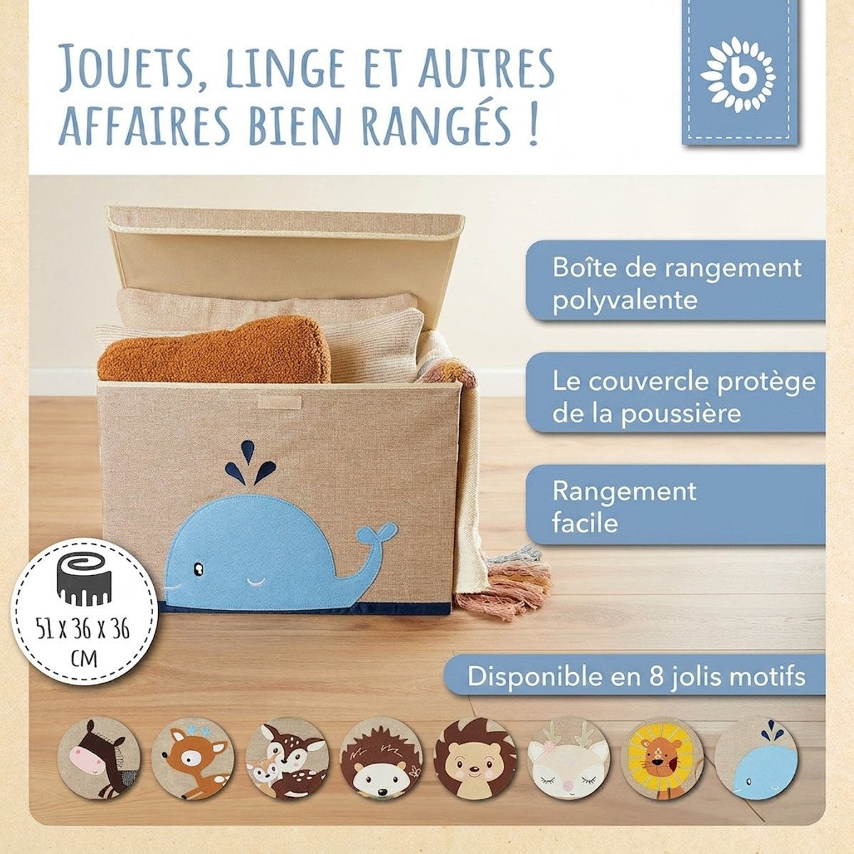Aufbewahrungsbox Wal mit Deckel - FR Infographic