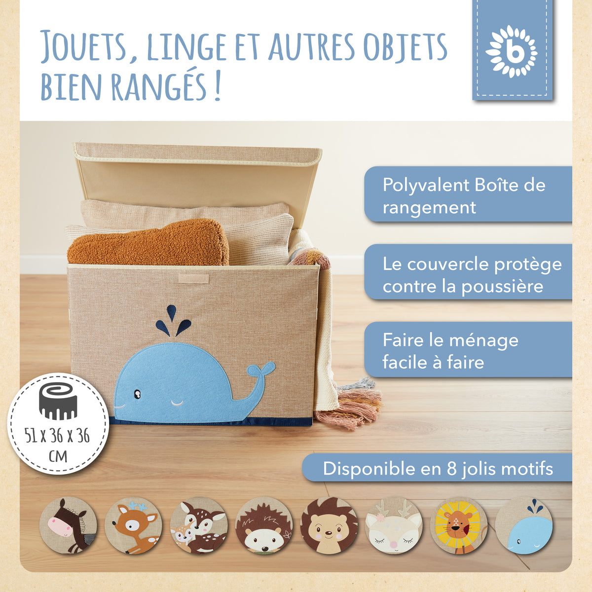 Aufbewahrungsbox Wal mit Deckel - FR Infographic