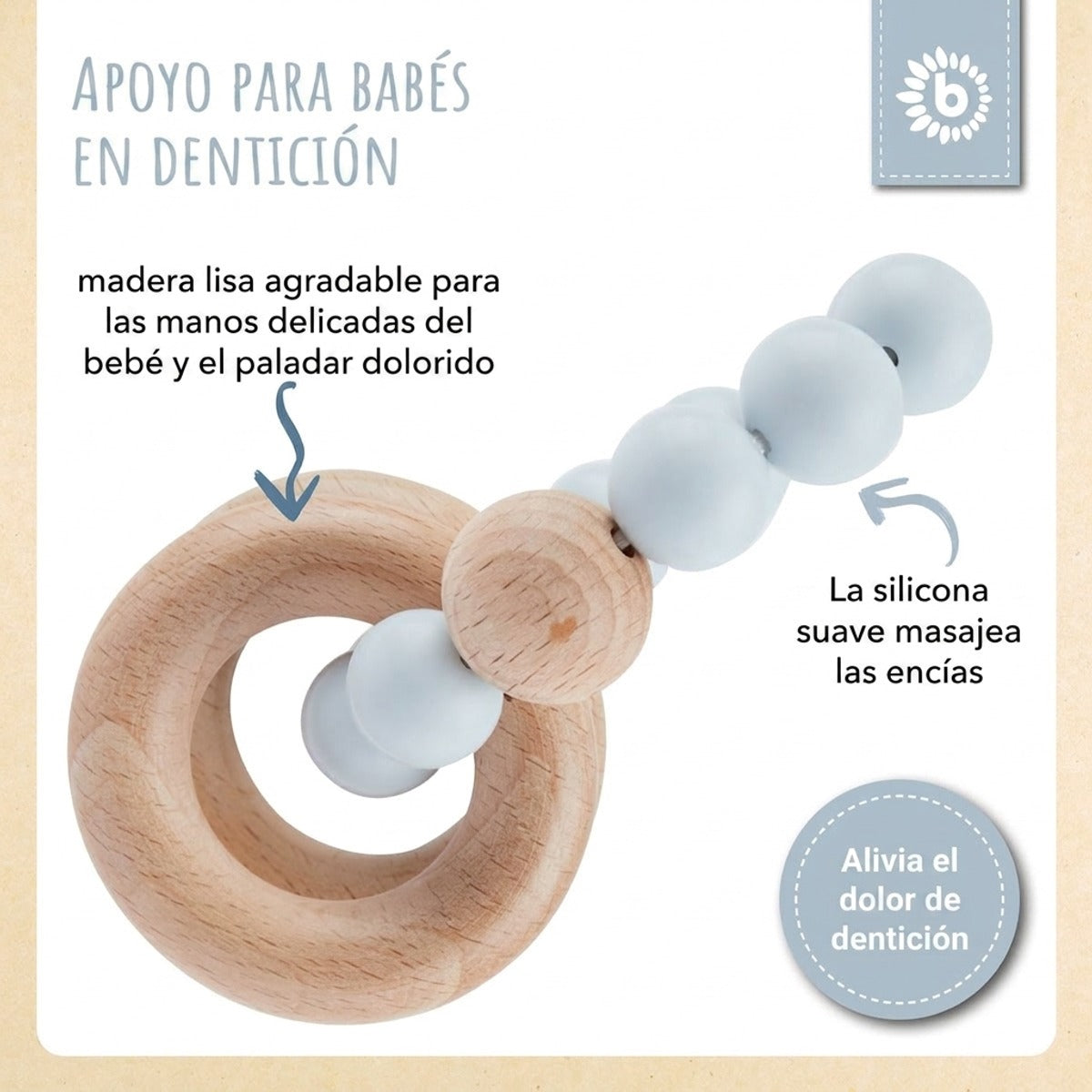 Beißring mit Silikonkette hazy blue - ES Infographic