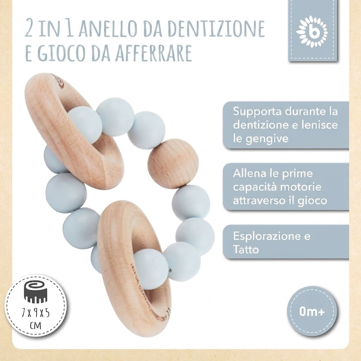 Beißring mit Silikonkette hazy blue - IT Infographic