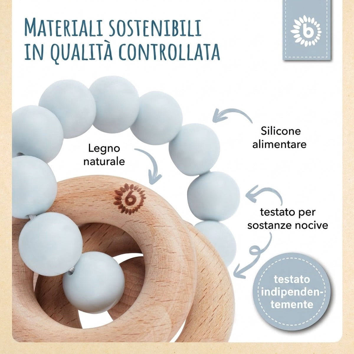 Beißring mit Silikonkette hazy blue - IT Infographic