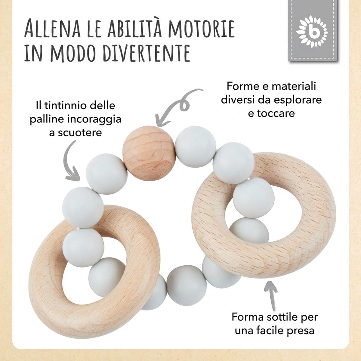 Beißring mit Silikonkette silver - IT Infographic