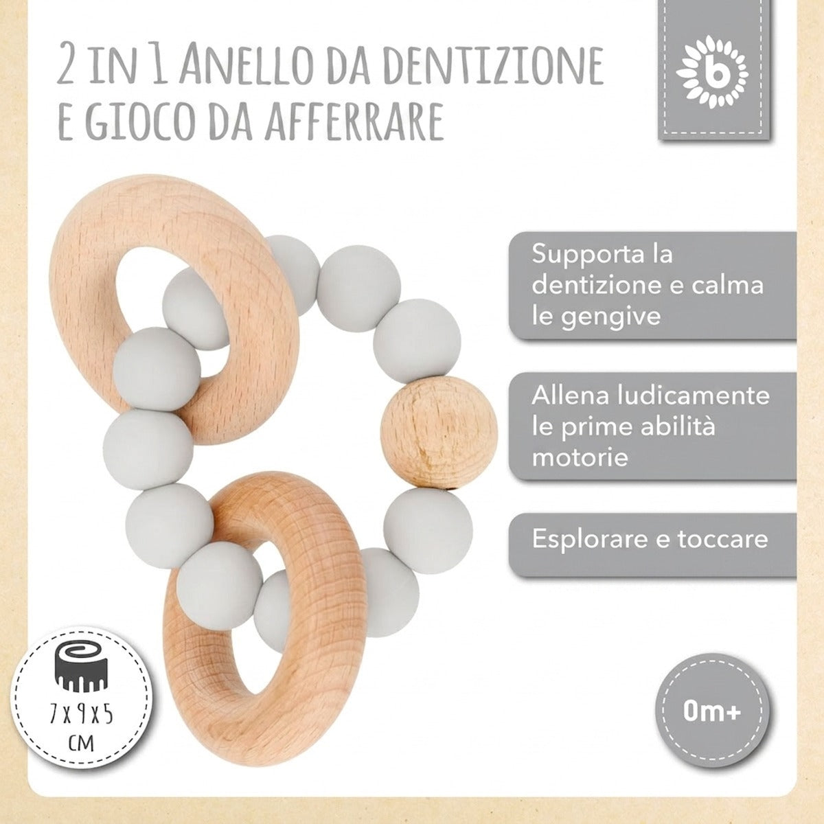 Beißring mit Silikonkette silver - IT Infographic