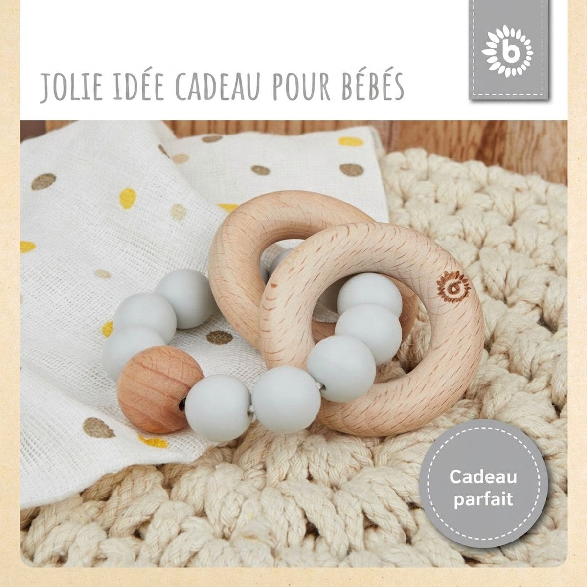 Beißring mit Silikonkette silver - FR Infographic