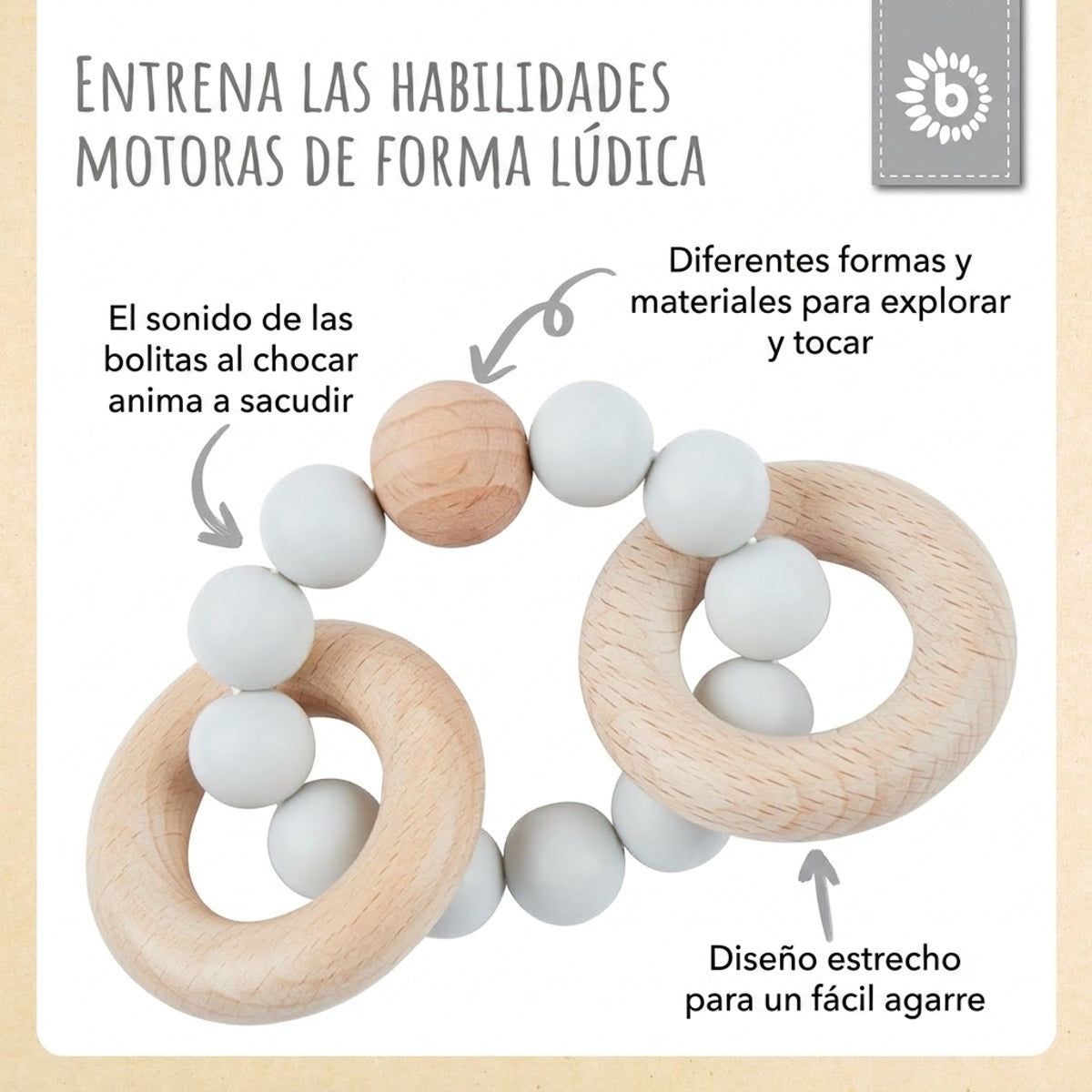 Beißring mit Silikonkette silver - ES Infographic