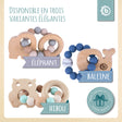 Beißring Eule mit Silikonkette - FR Infographic