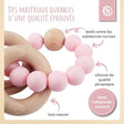 Beißring mit Silikonkette rose - FR Infographic