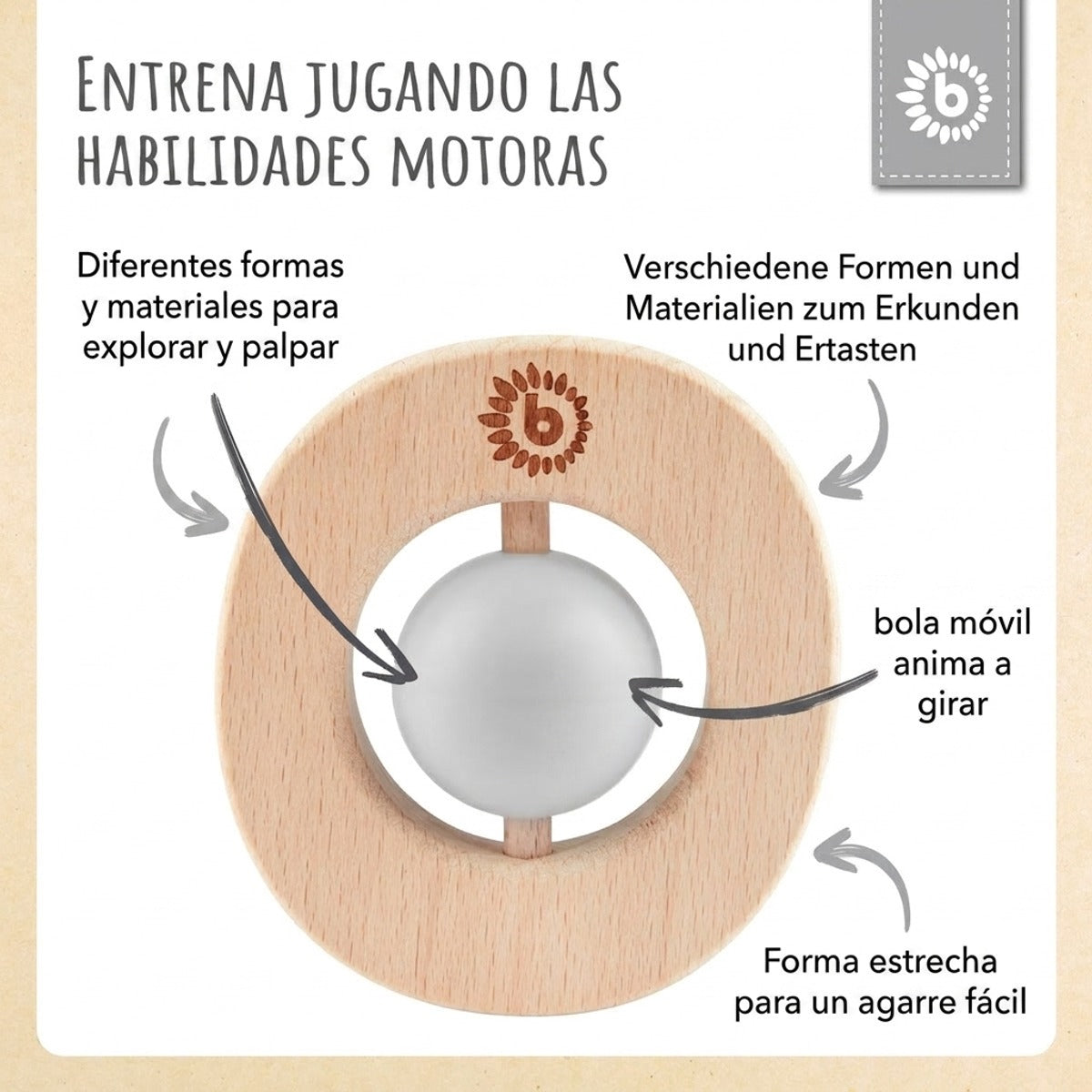 Beißring Eichhörnchen mit Silikonball - ES Infographic