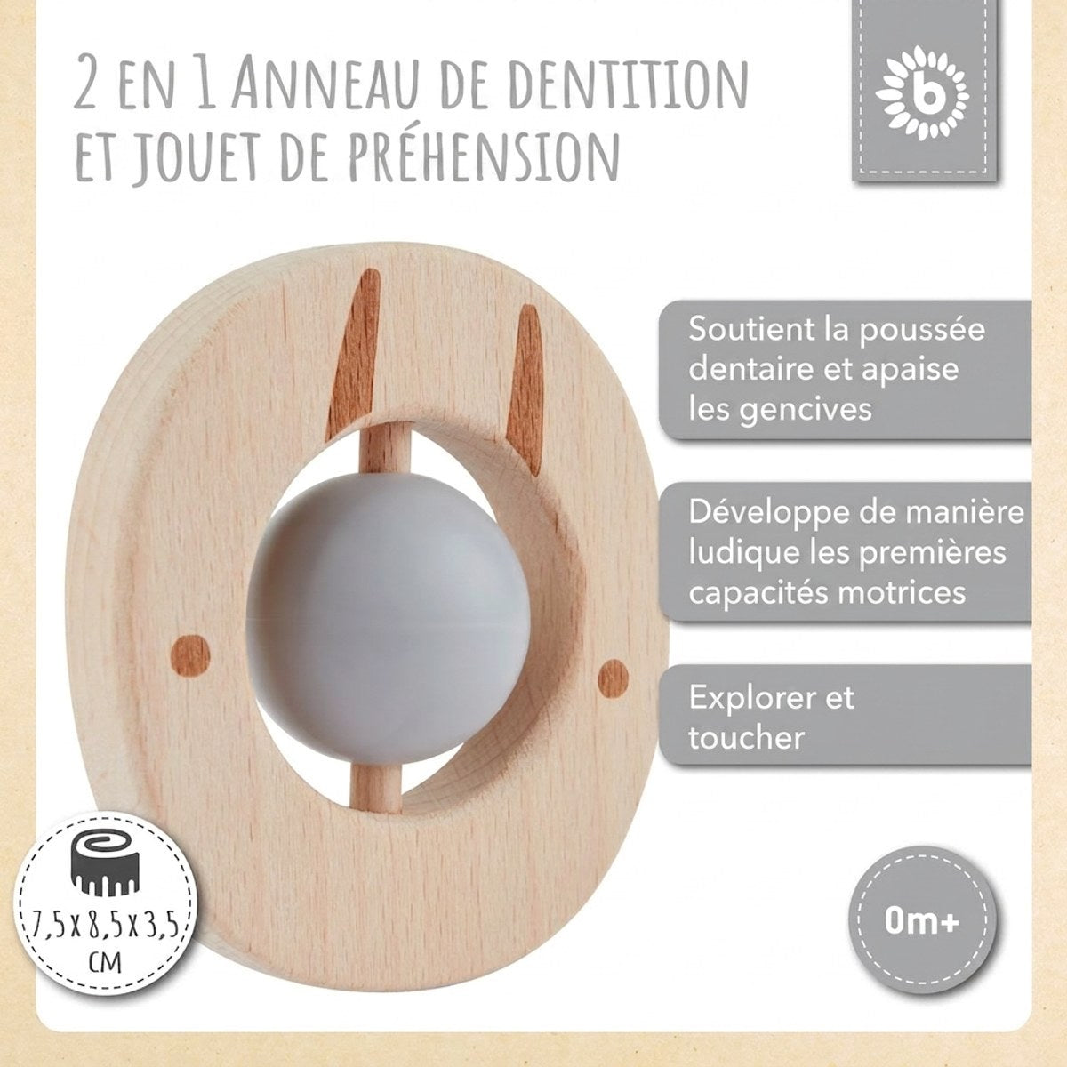 Beißring Eichhörnchen mit Silikonball - FR Infographic